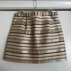 J. Crew Gold Striped Party Mini Skirt 10